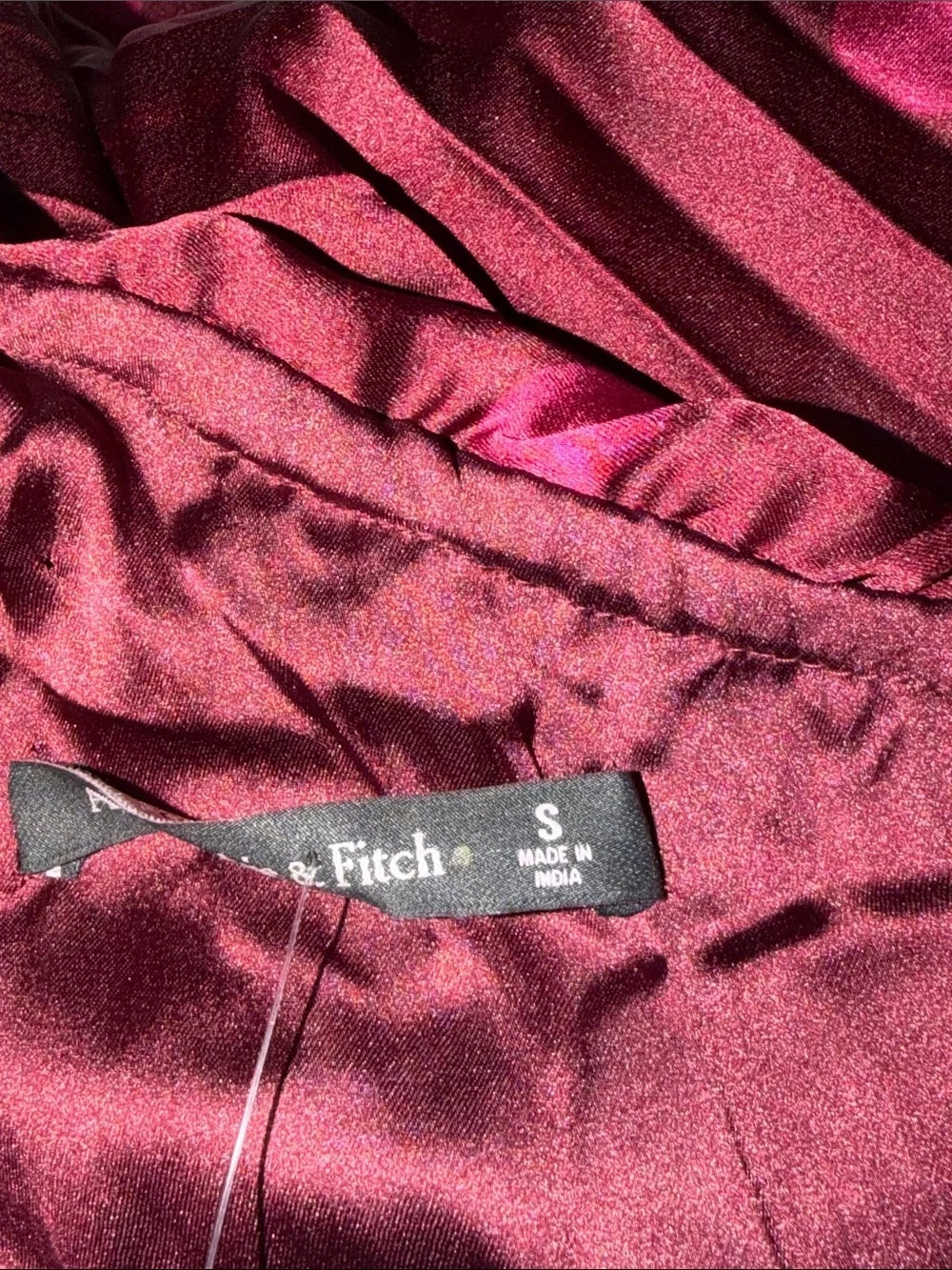 NWOT A&F Giselle Pleated One-Shoulder Cutout Maxi Dress Polka Dot Satin S